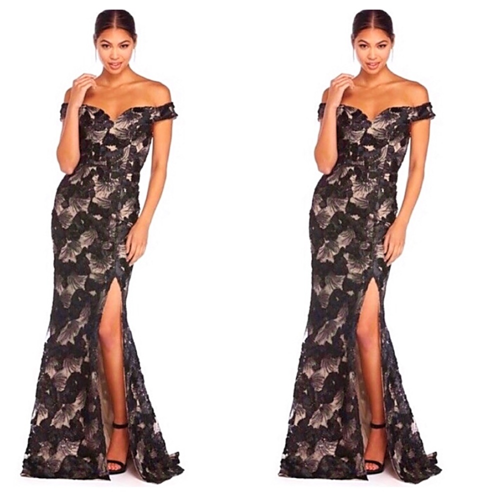 Melany Black Soutache Sweetheart Dres